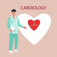 Cardiology .Cardiologist. Health care service vector illustration.