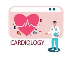 Cardiology.Cardiologist. Health care service vector illustration.