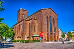 Red brick catholic church Antwerp, Belgium, Benelux, HDR photo