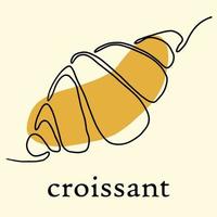 Simplicity croissant bread freehand continuous line drawing flat design. vector