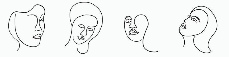 Abstract woman face continuous freehand drawing. vector