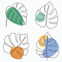 Simplicity monstera leaf freehand continuous line drawing flat design. vector