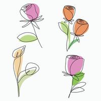 simplicidad flor dibujo de línea continua a mano alzada diseño plano. vector