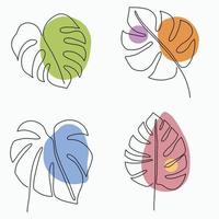 simplicidad hoja de monstera dibujo de línea continua a mano alzada diseño plano. vector