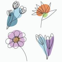 Simplicity flower freehand continuous line drawing flat design. vector