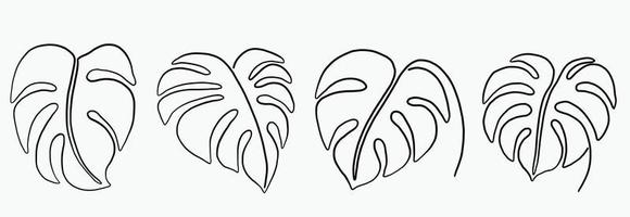 simplicidad hoja de monstera dibujo de línea continua a mano alzada diseño plano. vector