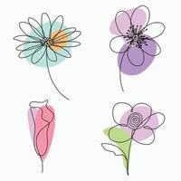 Simplicity flower freehand continuous line drawing flat design. vector