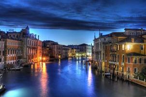 Night Canal in Venice with beautiful lights, Venice, Italy photo
