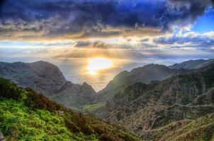 Sunset in North-West mountains of Tenerife, Canarian Islands photo