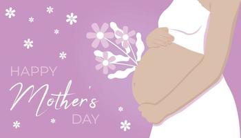 Happy Mother's Day poster with Pregnant woman belly vector