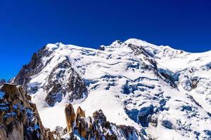 Snowy mountains Chamonix, Mont Blanc, Haute-Savoie, Alps, France photo