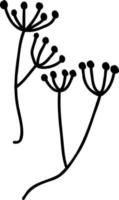 Floral elements drawn with a line. vector