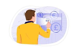 concepto de ilustración de criptomoneda ico vector