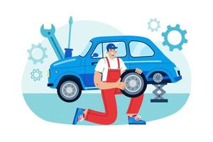 Car Service Illustration concept. Flat illustration isolated on white background vector