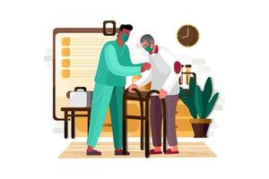 Male nurse helping old aged man vector