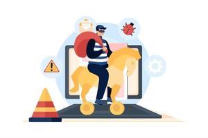 Cyber Attack Illustration concept. Flat illustration isolated on white background vector