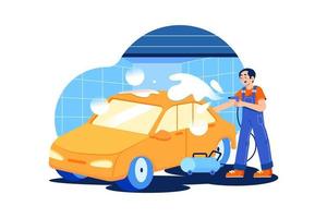 Car Wash Service Illustration concept. Flat illustration isolated on white background vector