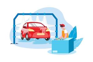 concepto de ilustración de servicio de lavado de autos. ilustración plana aislada sobre fondo blanco