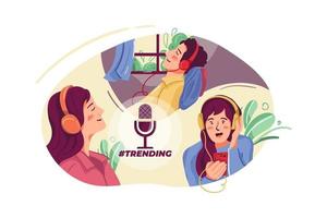 Podcast Illustration concept. Flat illustration isolated on white background vector