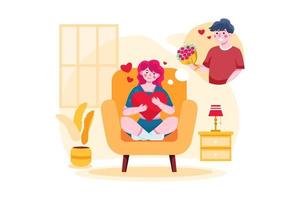 Romantic Couple Illustration concept. Flat illustration isolated on white background vector