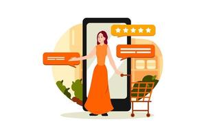 Women Giving Shopping Review Online vector
