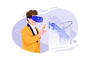 Machine Operating with Vr technologies vector