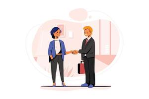 Customer handshaking with a marketing agent vector