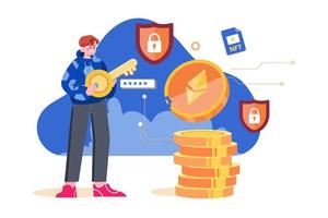 Security Token NFT Illustration concept. Flat illustration isolated on white background vector