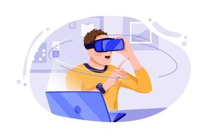 Man wearing VR glasses Illustration vector