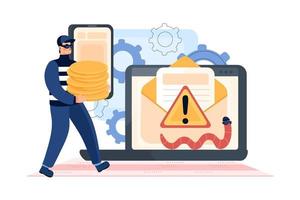 Cyber Attack Illustration concept. Flat illustration isolated on white background vector