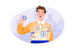 Cryptocurrency exchange Illustration concept vector