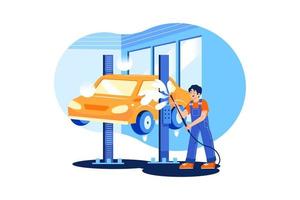 concepto de ilustración de servicio de lavado de autos. ilustración plana aislada sobre fondo blanco vector