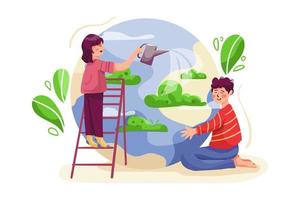 Mother Earth Day Illustration concept. Flat illustration isolated on white background vector