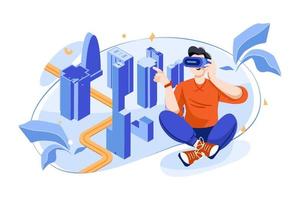 Virtual Reality Illustration concept. Flat illustration isolated on white background vector