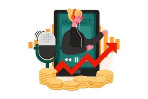 Podcast Illustration concept. Flat illustration isolated on white background vector