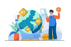 Digital World NFT Illustration concept. Flat illustration isolated on white background vector