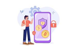 Cryptocurrency Illustration concept. Flat illustration isolated on white background vector