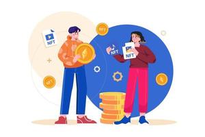 concepto de ilustración de token criptográfico nft. ilustración plana aislada sobre fondo blanco vector