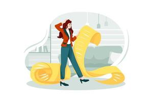 Confused woman holding a long to-do list vector