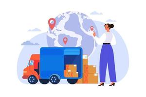 Global Logistics Delivery Network Illustration concept. Flat illustration isolated on white background vector