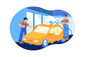 concepto de ilustración de servicio de lavado de autos. ilustración plana aislada sobre fondo blanco vector