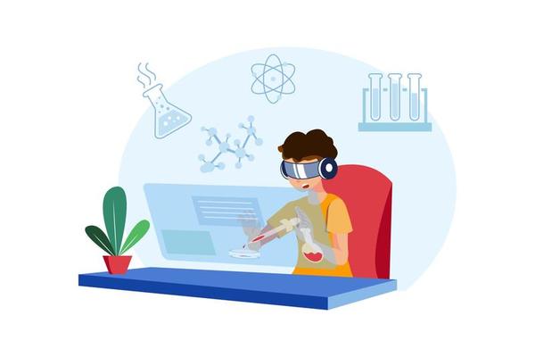 Virtual Reality Illustration concept. Flat illustration isolated on white background