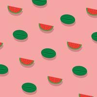 Fresh Fruits pattern with watermelon slices on pink background vector