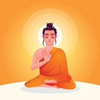 Realistic Vesak concept of meditating Buddha Happy Vesak day illustration vector