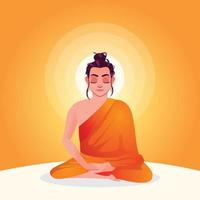 Realistic Vesak concept of meditating Gautam Buddha vector