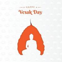 Flat design happy Vesak event concept on leaf shilouette buddha vector