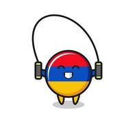 armenia flag character cartoon with skipping rope vector