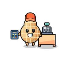Illustration of peanut character as a cashier vector