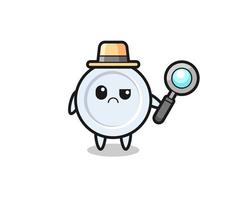 the mascot of cute plate as a detective vector