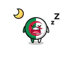 ilustración de personaje de bandera de argelia durmiendo por la noche vector